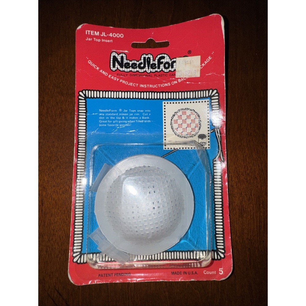 1984 Vintage Needleform Needlepoint Kitchen Jar Top Form For Mason Jars